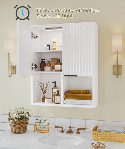 HAIOOU Fluted Bathroom Wall Cabinet - Image 4