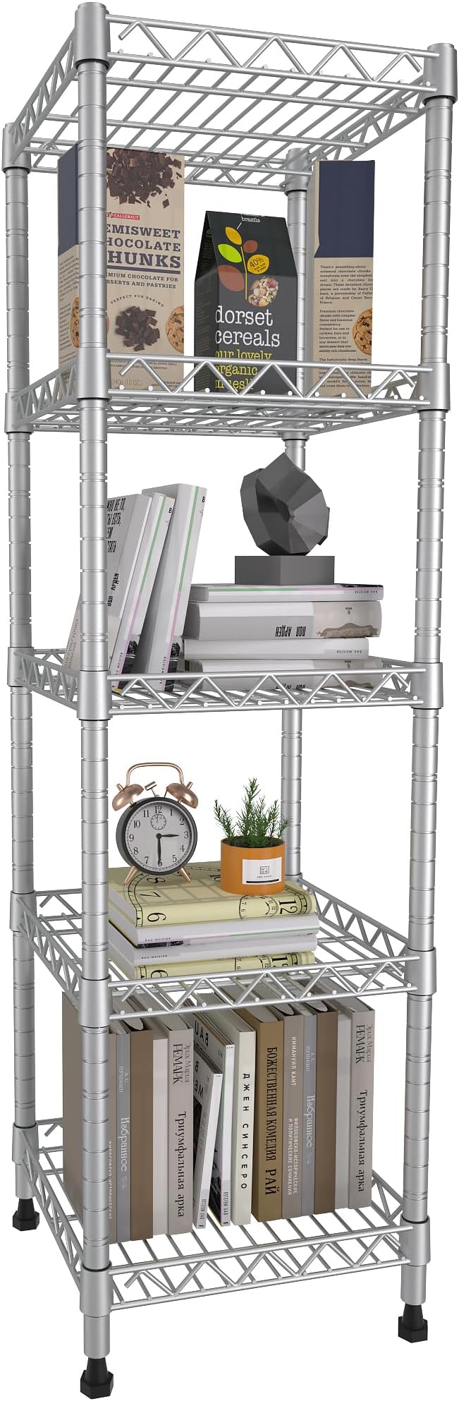 GIOTORENT 5 Tier Standing Shelving Metal Units, Adjustable Height Wire Shelf by GIOTORENT