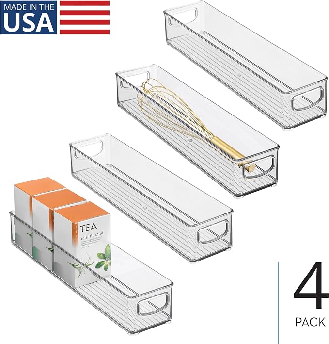 iDesign Slim Clear Plastic Storage Bin, Extra Long Narrow, - Image 2