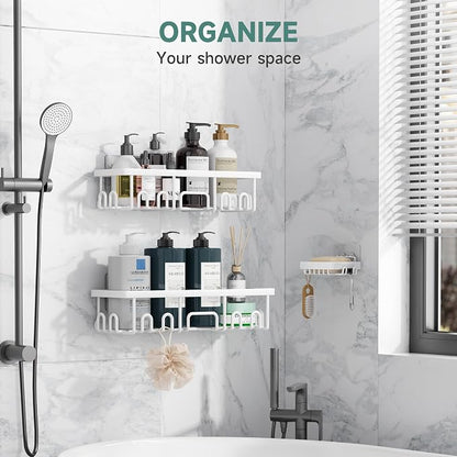 Veken Shower Caddy 3-Pack, Advanced Rustproof Design, No Drilling Adhesive - Image 4