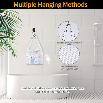 4 Storage Pockets Adjustable Hanging Mesh Bathroom Bag, Shower Caddy College - Image 5