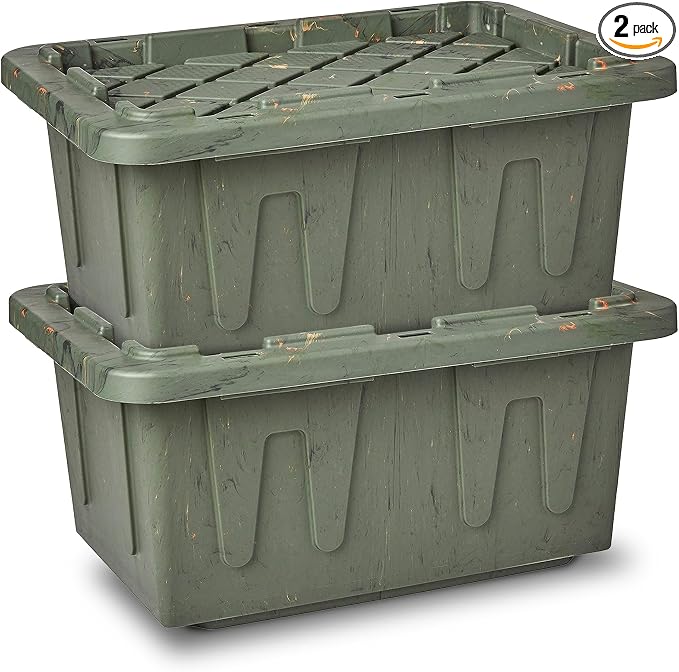 HOMZ 2-Pack Durabilt Tote, Heavy Duty Plastic Storage Bins by Homz