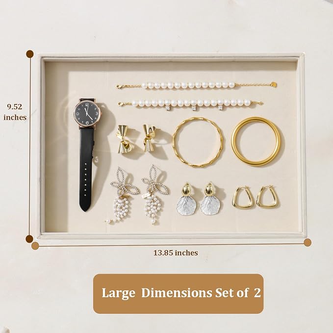 Large Velvet Jewelry Tray 2 Pack Stackable Jewelry Display Drawer Inserts Trays - Image 5
