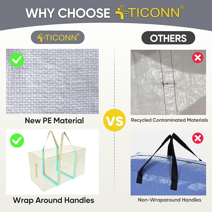 TICONN 4 Pack Extra Large Moving Bags - Image 4