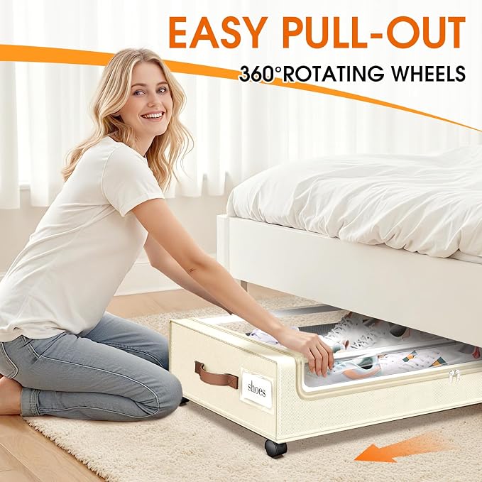 Under Bed Storage with Wheels 1Pack Underbed Storage with Clear Window&Label - Image 4