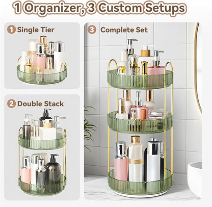 360° Rotating Makeup Organizer for Vanity, 3 Tier Perfume Organizers - Image 7
