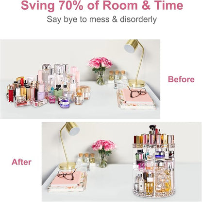 360 Rotating Makeup Organizer Large Perfume Cosmetics Organizer Beauty - Image 4