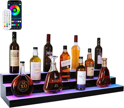 Led Lighted Liquor Bottle Display Shelf, 40 Inch 3 Tier Whiskey Rack, Support by LEEKIMID