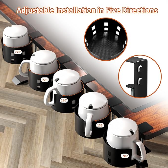 2 Pack Large Desk Cup Holder, OOKUU Anti-Spill Cup Holder - Image 5