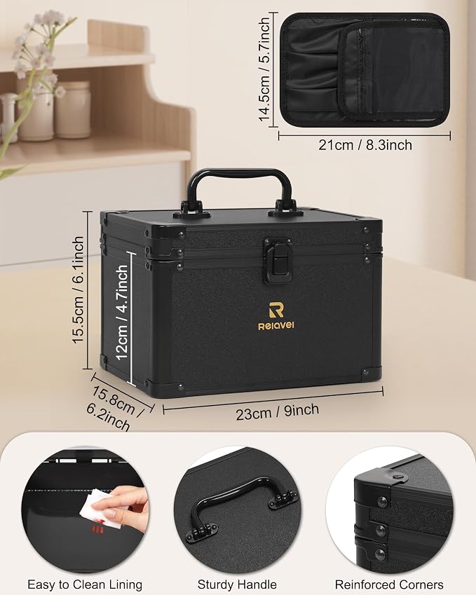 Relavel Travel Makeup Bag With LED Mirror, Makeup Bag With 3-Mode Light Up - Image 2