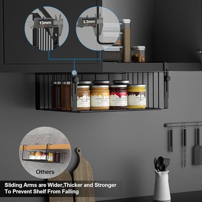 2Pack Under Shelf Basket Organizer, Adjustable Hanging Holder Storage - Image 4
