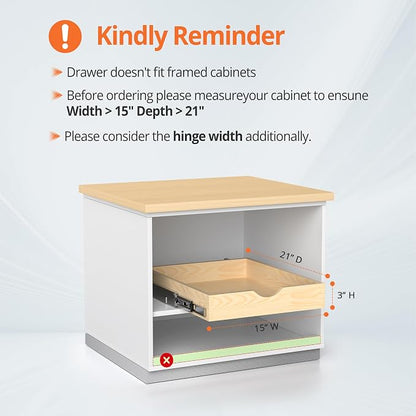ZOINLIY 15''W X 21''D X 3''H Wooden Pull Out Drawer - Image 7
