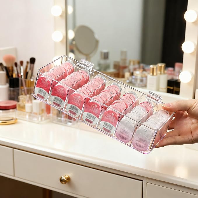 Clear Acrylic Makeup Organizers, 7-Section Bathroom Organizer - Image 6