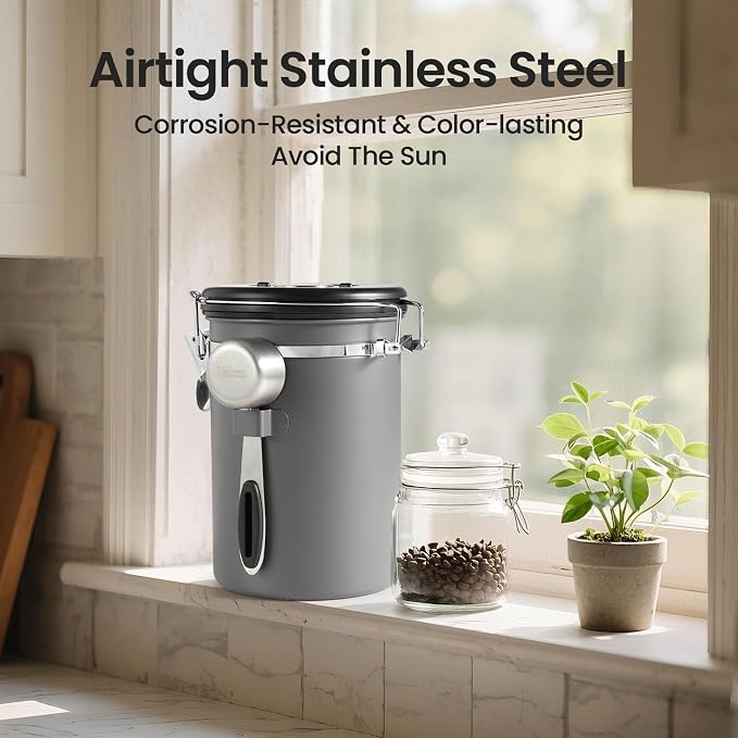 Veken Coffee Canister, Airtight Stainless Steel Kitchen Food Storage Container - Image 5