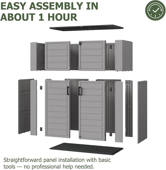 Aoxun 61 Cu.Ft Outdoor Storage Shed, Widened Outdoor Storage Cabinet Waterproof - Image 3