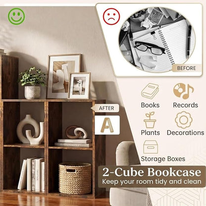 POWERSTONE 2 Cube Storage Organizer, 2 Tier Cubby Bookshelf Freestanding - Image 6