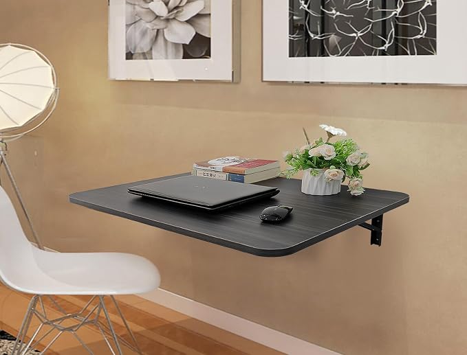 31" x 22.8" Wall Mounted Folding Desk, Floating Shelf Storage Table by DAZIMOU