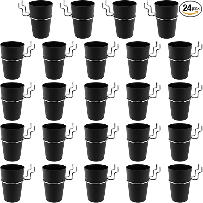 24 Set Pegboard Cups with Pegboard Hooks, Peg Board Cups with Ring by TAICHEUT