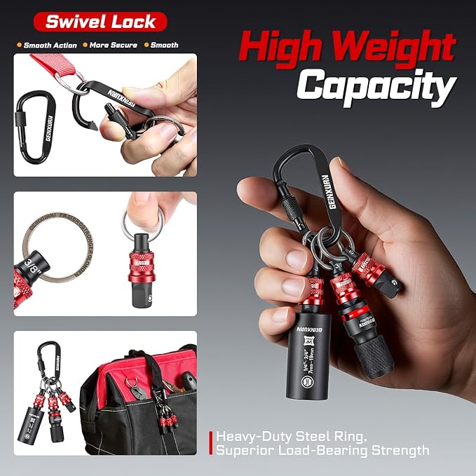 Geinxurn 5Pcs Socket Holder Keychain, 3/8" Drive Quick Release & Quick Change - Image 7