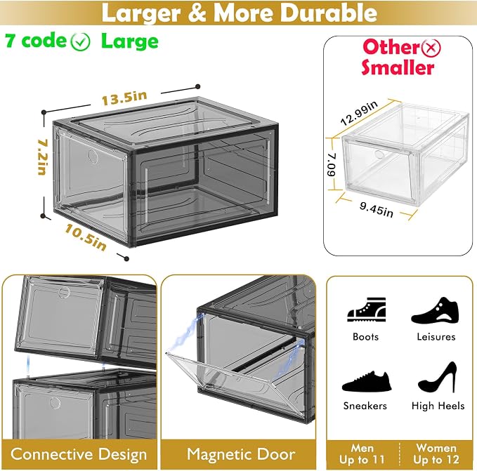 7 code Large Clear Shoe Boxes Organizer【Thicker Material】 Stronger Shoe Box - Image 3