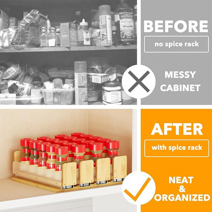 SpaceAid Bamboo Pull Out Spice Rack Organizer - Image 2