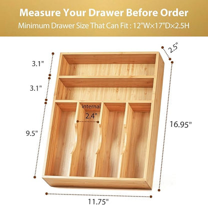 Umilife Kitchen Drawer Organizer, 12 Inch Silverware Utensil Tray Holder - Image 5