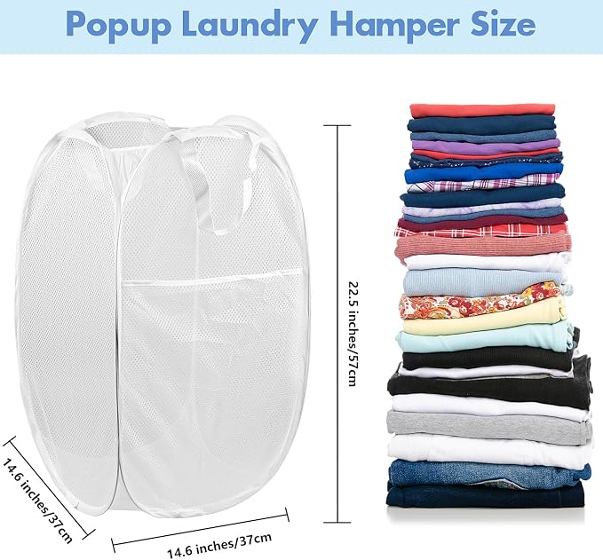 DUCOO Pop Up Laundry Hamper, 70L Collapsible Mesh Laundry Basket - Image 2