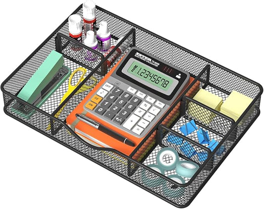 Desk Drawer Organizer, Metal Mesh Drawer Organizer Tray by VyGrow
