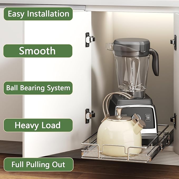 Pull Out Cabinet Organizer 12½" W x 21½" D, Heavy Duty Cabinet Pull Out Shelves - Image 2