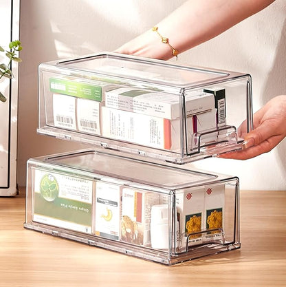 clear Drawer-Type Plastic Storage Box Bins Organizer，Family First Aid Kits by Gaoaodeyu