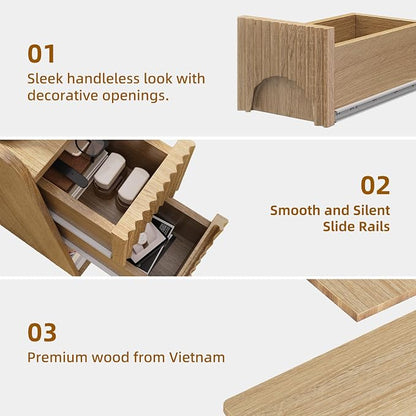 Slim Bedside Table Set of 2, Narrow Nightstand - Image 4