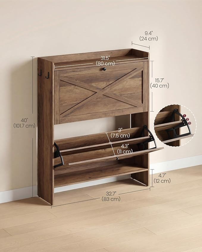 VASAGLE Shoe Storage Cabinet Organizer - Image 2