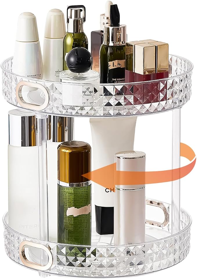 360° Rotating Makeup Organizer, 2 Tier Large Perfume Organizers by Unknown