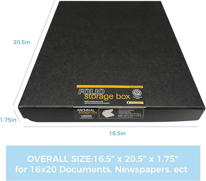 Lineco Clamshell Archival Storage Box, 16.5x20.5x1.75 In, Organize and Store - Image 2