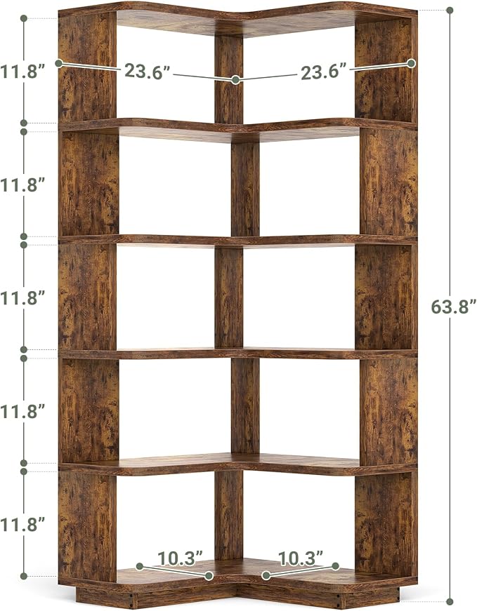 Armocity Corner Book Shelf, 6-Shelf L Shaped Corner Bookshelf - Image 3
