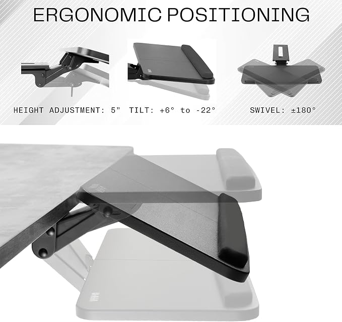 VIVO Adjustable Computer Keyboard & Mouse Platform Tray Ergonomic Under Table - Image 3