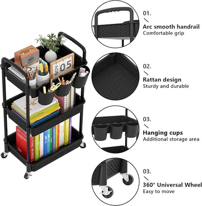 MOYIPIN 3-Tier Plastic Rolling Utility Cart - Image 6