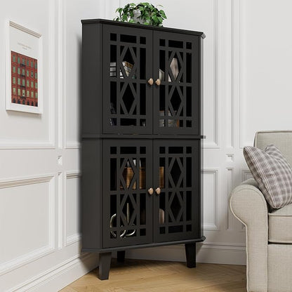 Scurrty Tall Corner Shelf Stand, Large Shelf Corner Table Sideboard Cabinet - Image 3