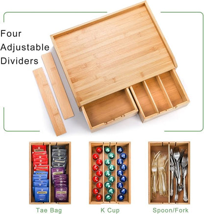SOUJOY Bamboo Drawer Organizer for Coffee Pod, K Cup Organizer for Counter - Image 6