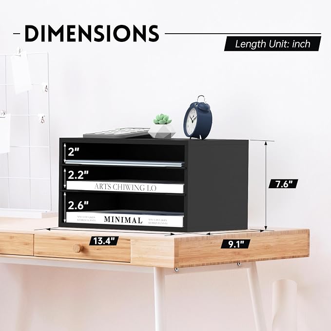 3 Tier Wood Desk Organizer, Mail Sorter and Paper Organizer - Image 3