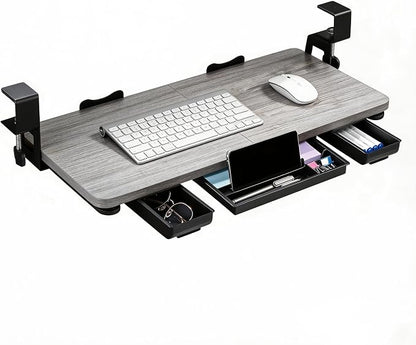 Keyboard Tray Under Desk with Drawer, 26.77" X 11.81" Keyboard Tray Large Size by TECLUCK