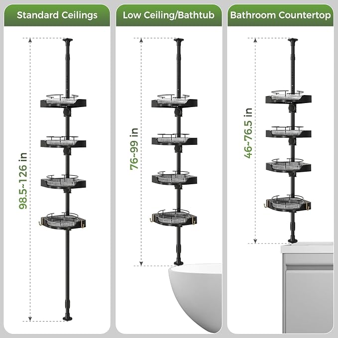 akinbas 360° Rotating Shower Caddy Tension Pole - Image 7