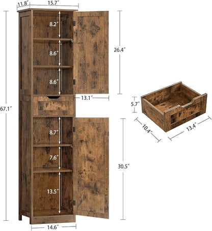 Iwell 67" Tall Storage Cabinet, Bathroom Cabinet - Image 3