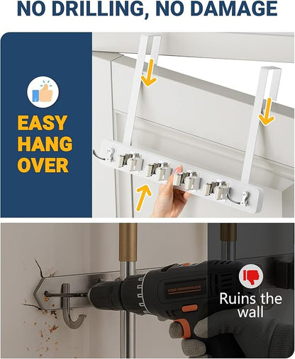 Lorbro Broom Holder Door Mount, Over the Door Broom and Mop Holder - Image 2