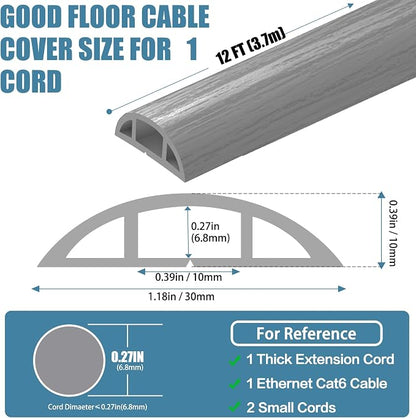 Floor Cord Covers for Wires 12FT Cable Hider Wire Cover Self Adhesive Cord - Image 2