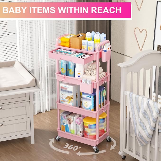 Goovilla 4 Tier Rolling Utility Cart Organizer - Image 6