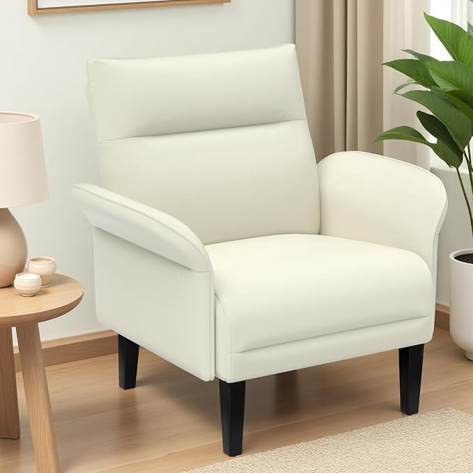 Modern Faux Leather Accent Sofa, Symmetrical Shawl Armchair by Tbillionnext