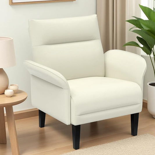 Modern Faux Leather Accent Sofa, Symmetrical Shawl Armchair by Tbillionnext