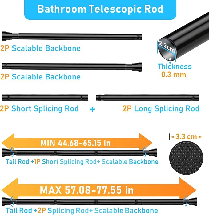 MEXAU 2 Pack Tension Curtain Rod - Image 2