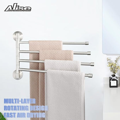Alise 4 Arm Swivel Towel Rack, Swivel Towel Bar Brushed Nickel, 13.86 Inch | - Image 4